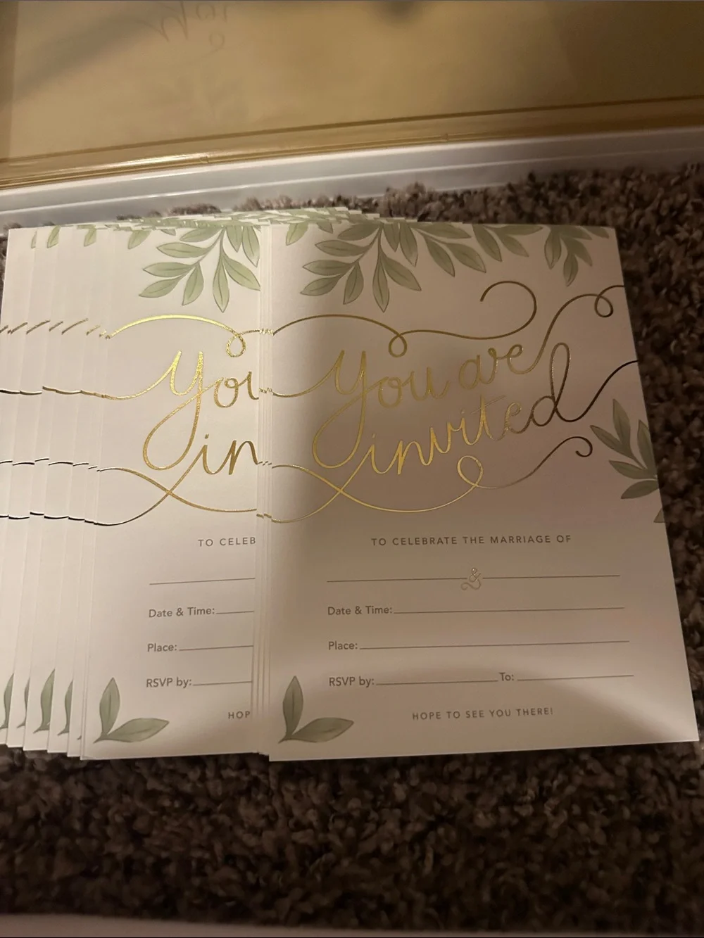 Gold Script 'You Are Invited' Wedding Invitation Card - set of 25